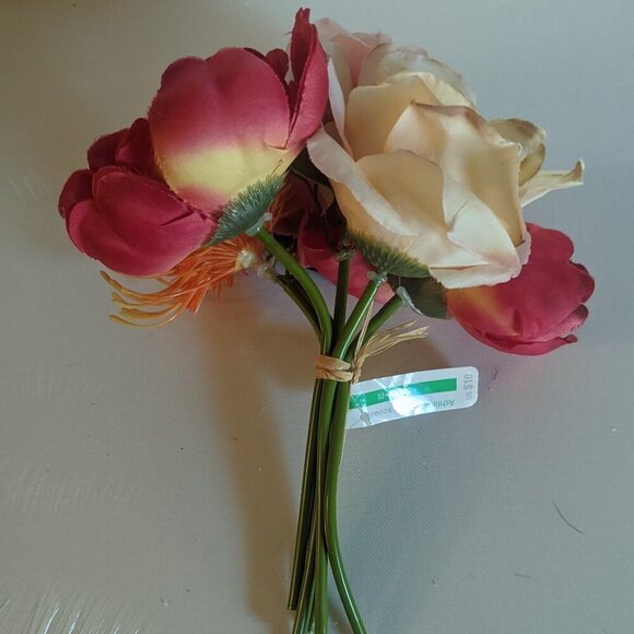 NWT Rustic Bright Faux Floral Roses Mum Bouquet Mother's Day Gift Wedding Decor - Picture 3 of 6